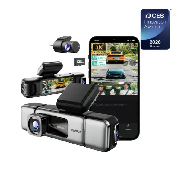 Botslab G980H Pro 4 Channel Dash Cam, 3K Front + 1080P Rear + Dual 1080P Side Cameras, 560° Full Coverage with ADAS, Night Vision, 24/7 Parking Mode, Sony Sensor, 3.18" Touch Screen, 5.8GHz WiFi, Built-in GPS, 128GB SD Card Included