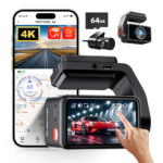Redtiger A4 Dash Cam Front and Rear 4K Dash Cam, 5.8GHz WiFi, Touch Screen