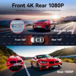 Redtiger A4 Dash Cam Front and Rear 4K Dash Cam, 5.8GHz WiFi, Touch Screen - Image 5