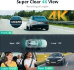 Botslab G980H Pro 3-Channel Dash Cam 4K Front, 1080P Cabin and Rear, 360° Full Coverage Dashcam with AI Sentry Mode, Infrared Night Vision, ADAS, 24/7 Parking Surveillance, 5.8GHz WiFi, Built-in GPS, 3.18" Touch Screen - Image 6
