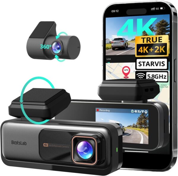 Botslab G980H Pro Dual Dash Cam 4K Dash Cam Front and Rear, 170° Ultra Wide 4K+2K Dashcam with ADAS, Night Vision, 24/7 Parking Mode, IMX415 STARVIS Sensor, WDR, 5.8GHz WiFi, Built-in GPS, Loop Recording